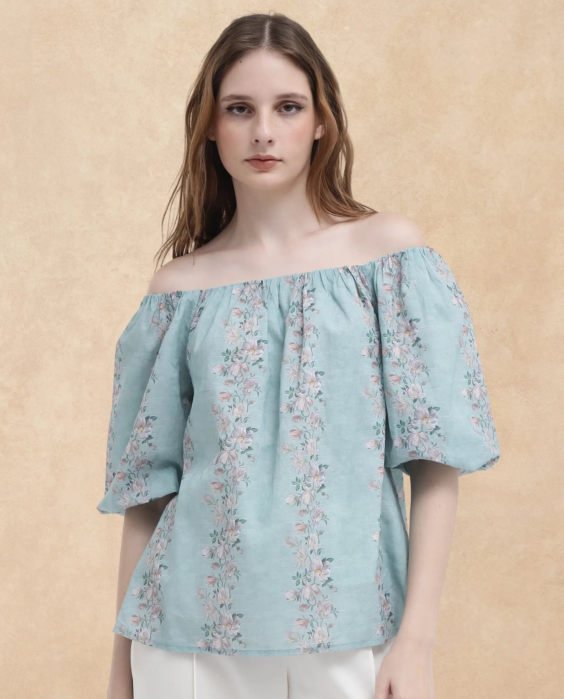Women's Blue Casual Half Sleeves Top