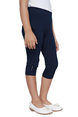 Girls Navy Casual Regular Solid Legging