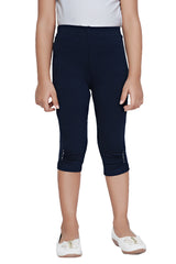 Girls Navy Casual Regular Solid Legging