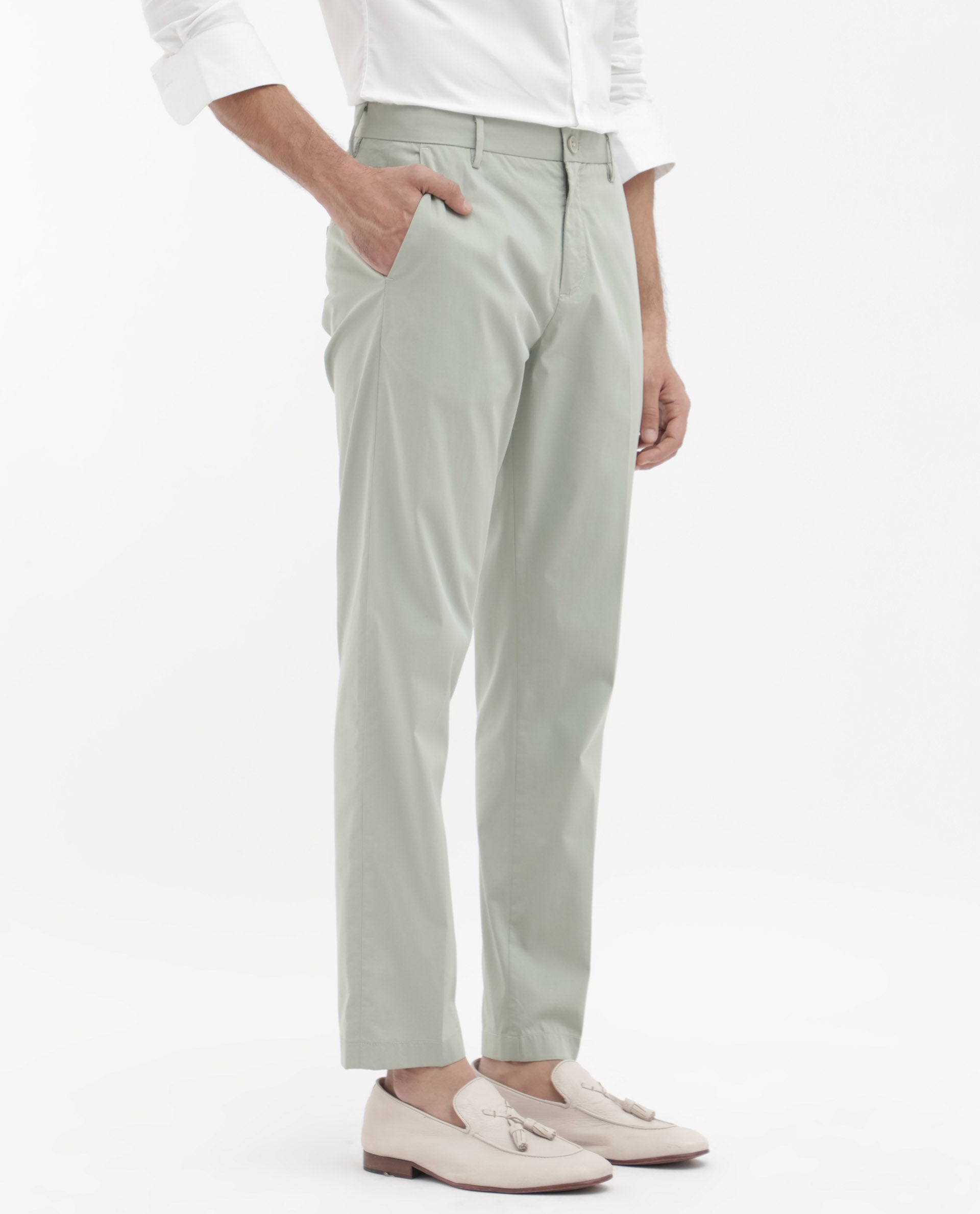 Men's Green Casual Regular Fit Solid Trouser