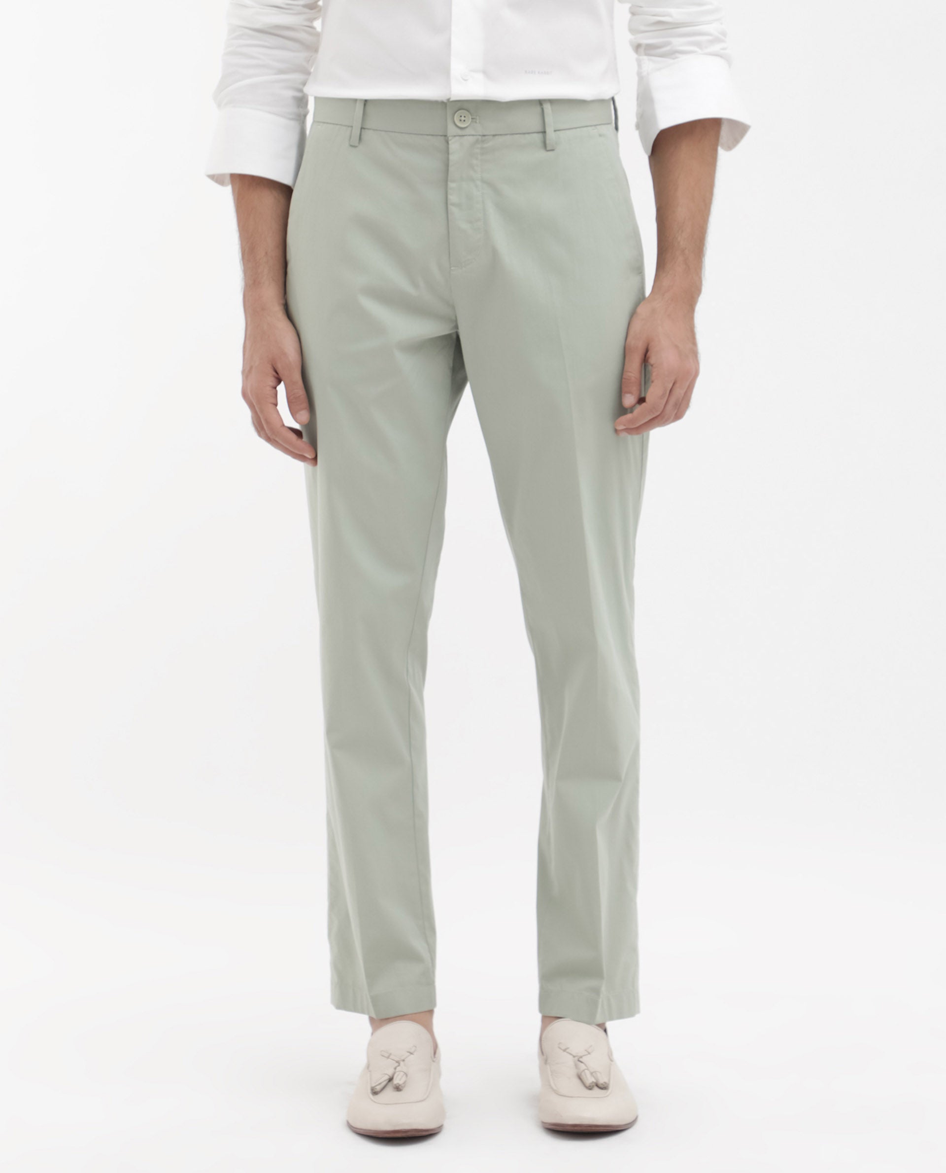 Men's Green Casual Regular Fit Solid Trouser