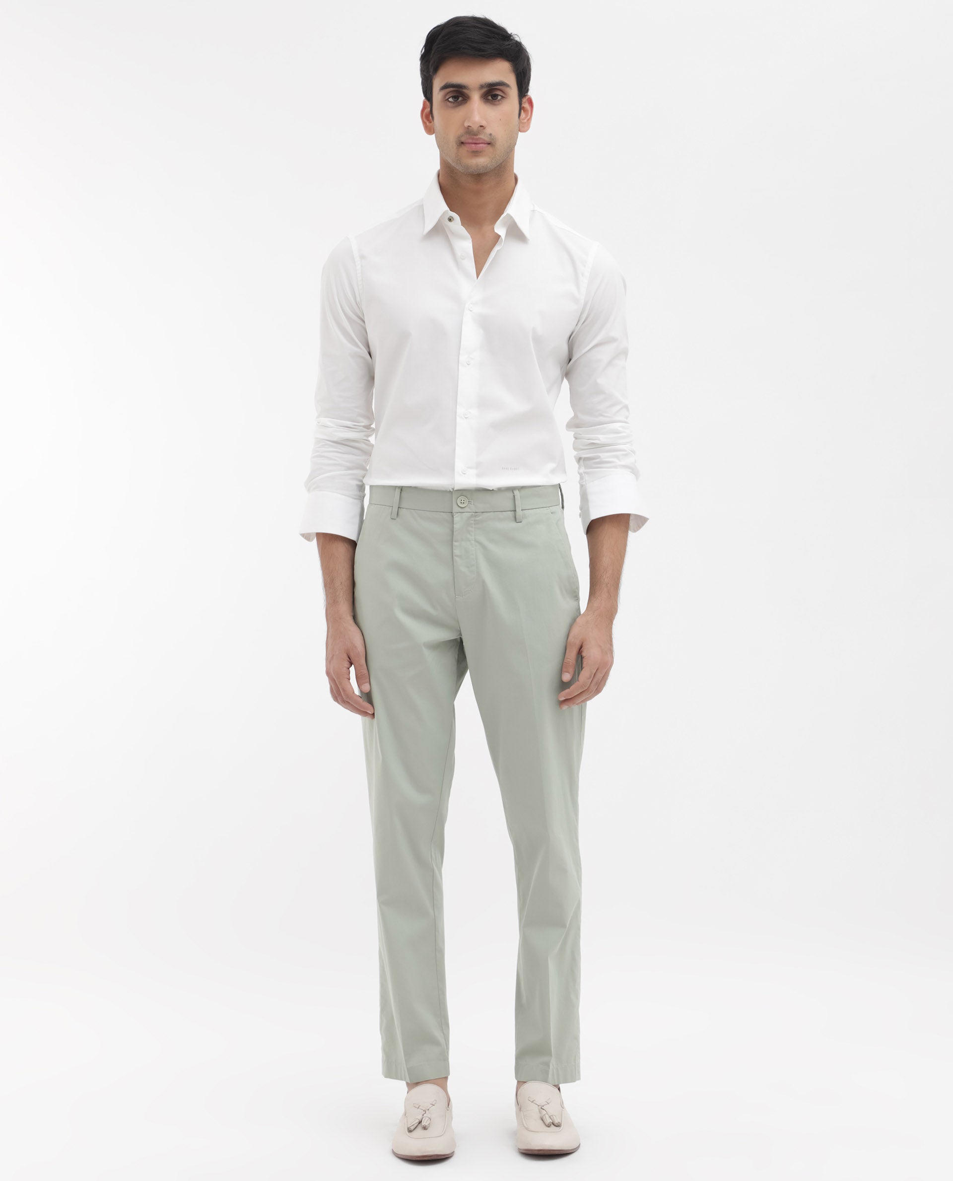 Men's Green Casual Regular Fit Solid Trouser