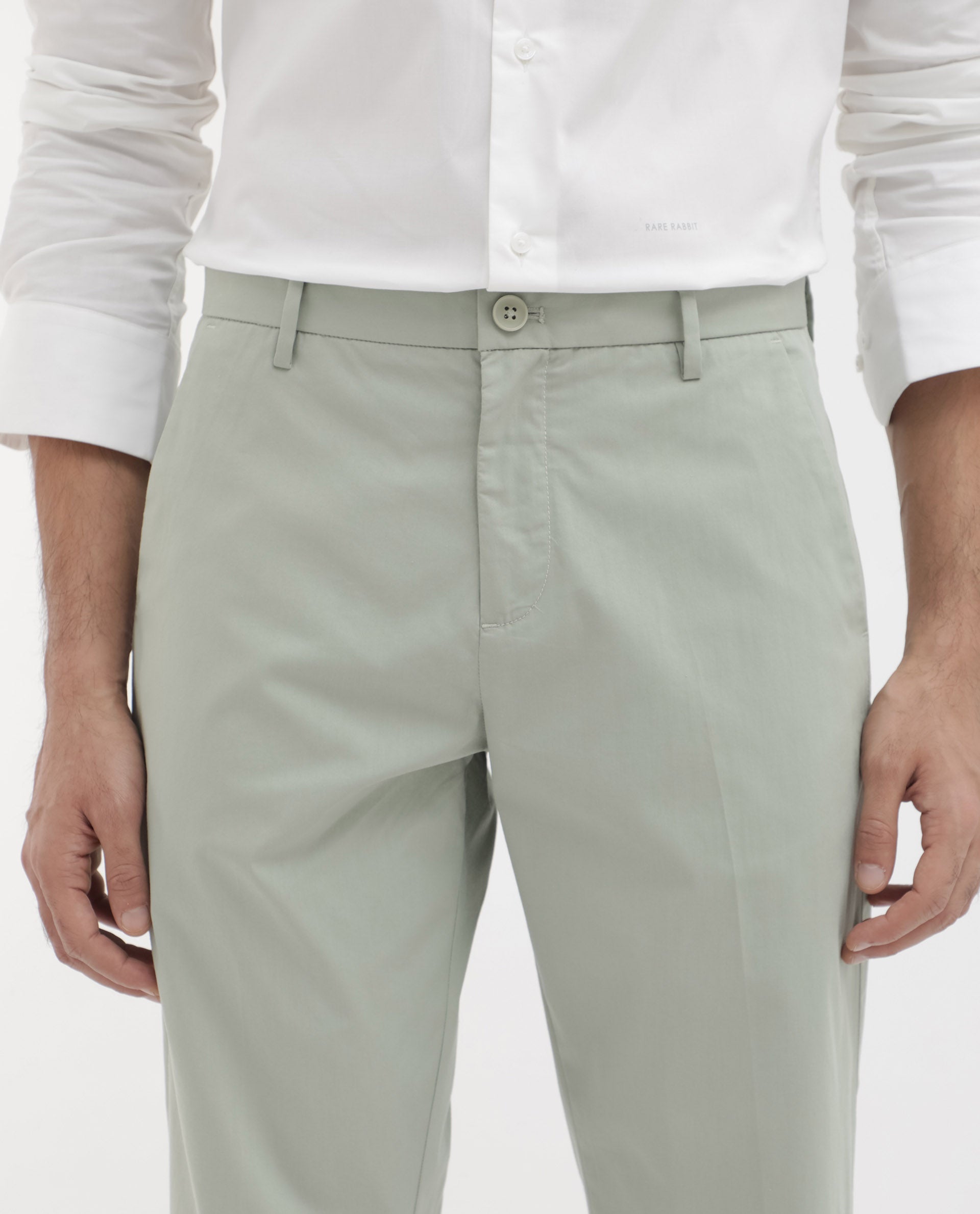 Men's Green Casual Regular Fit Solid Trouser