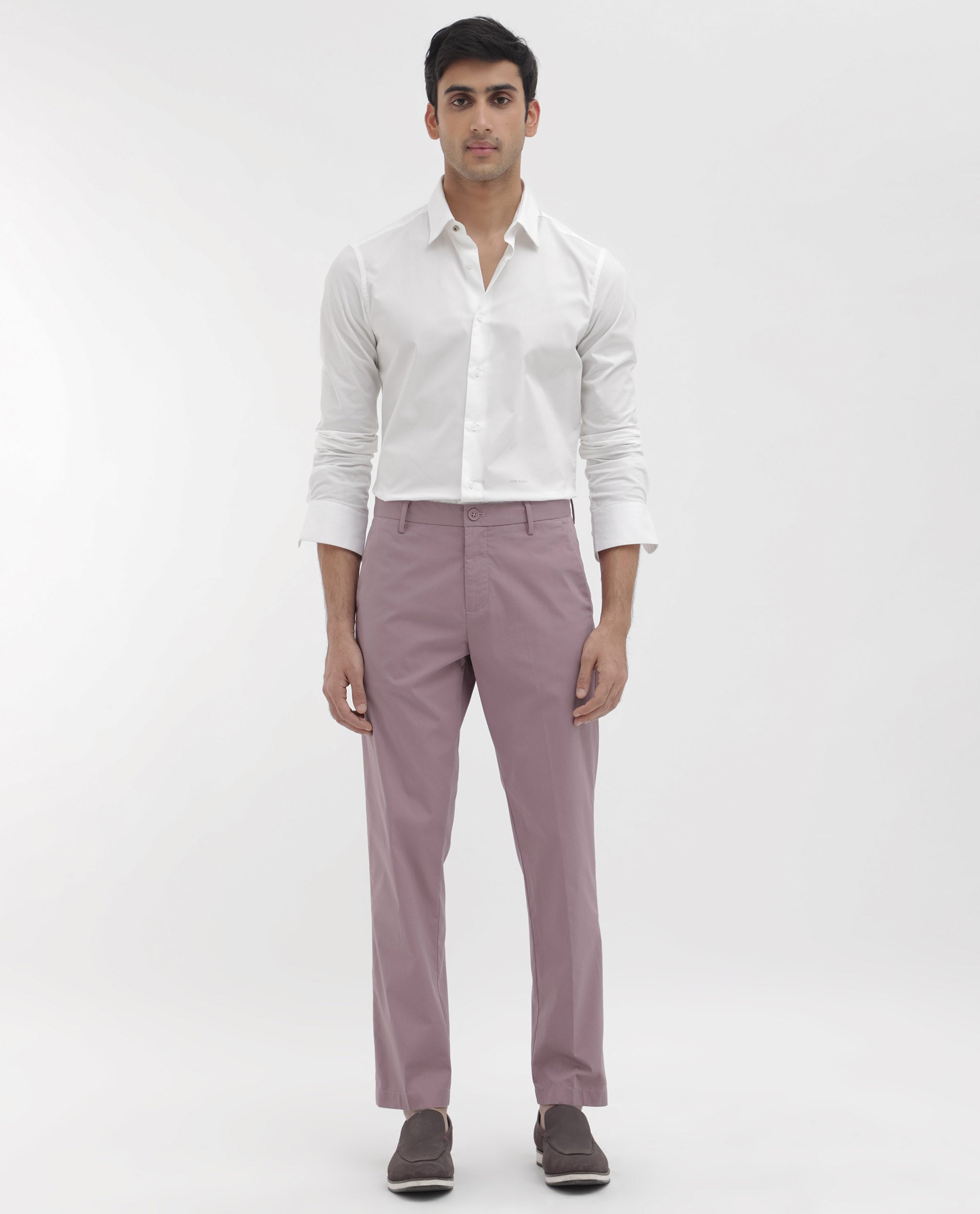 Men's Pink Casual Regular Fit Solid Trouser