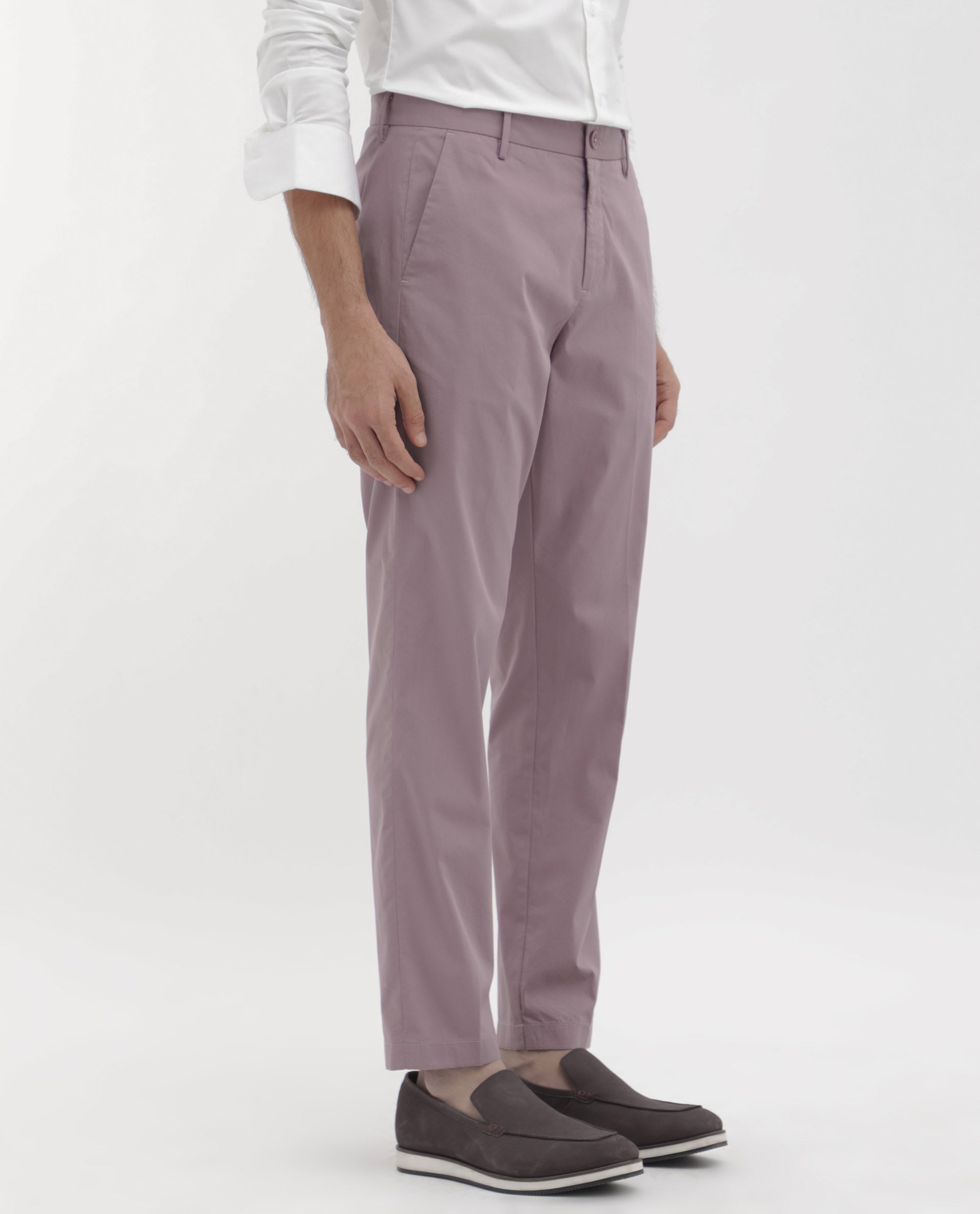 Men's Pink Casual Regular Fit Solid Trouser