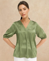 Women's Green Casual Half Sleeves Top