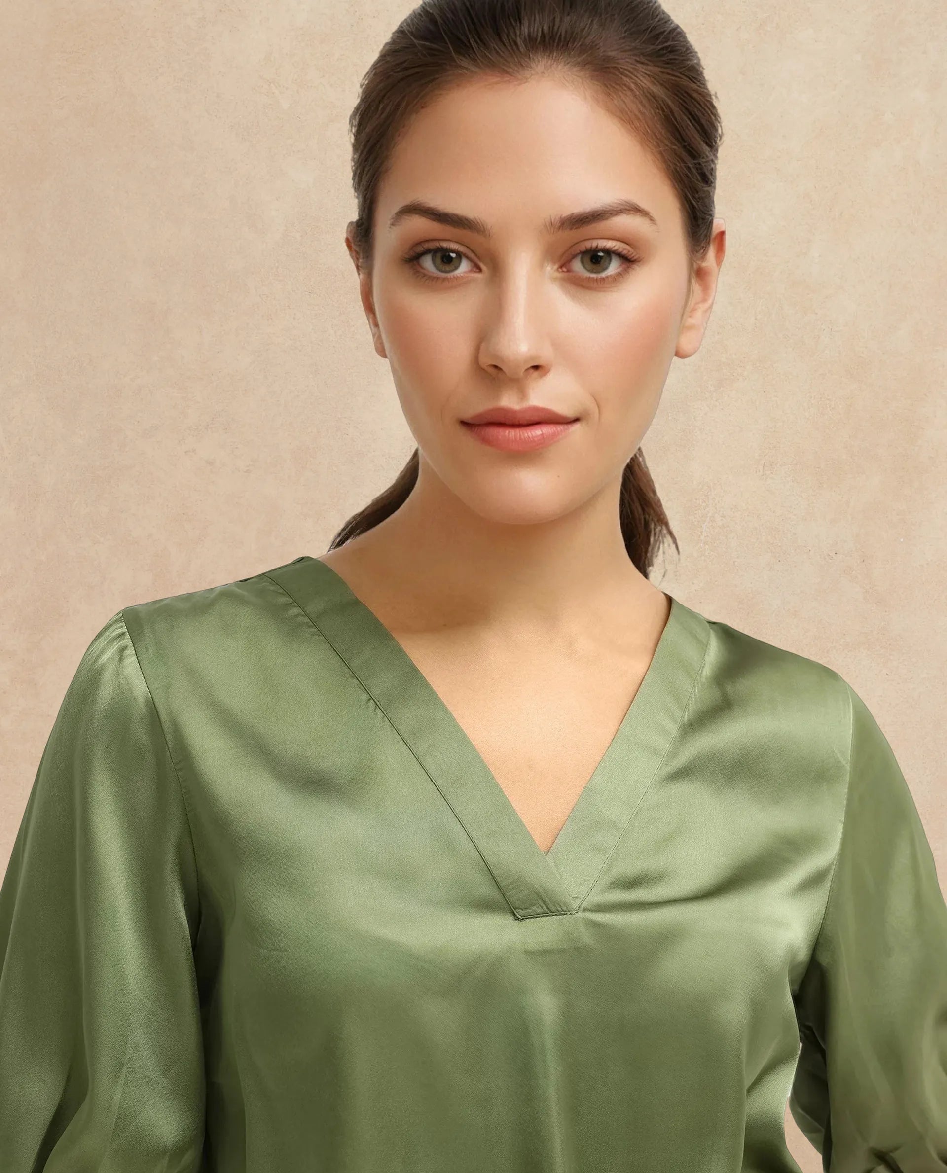 Women's Green Casual Half Sleeves Top