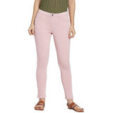 Women's Solid Light Pink Mid Rise Cropped Jegging