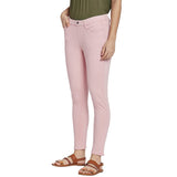 Women's Solid Light Pink Mid Rise Cropped Jegging
