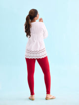 Women's Solid Cherry Mid Rise Slim Fit Ankle Length Legging