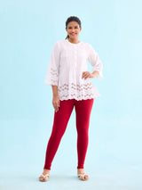 Women's Solid Cherry Mid Rise Slim Fit Ankle Length Legging