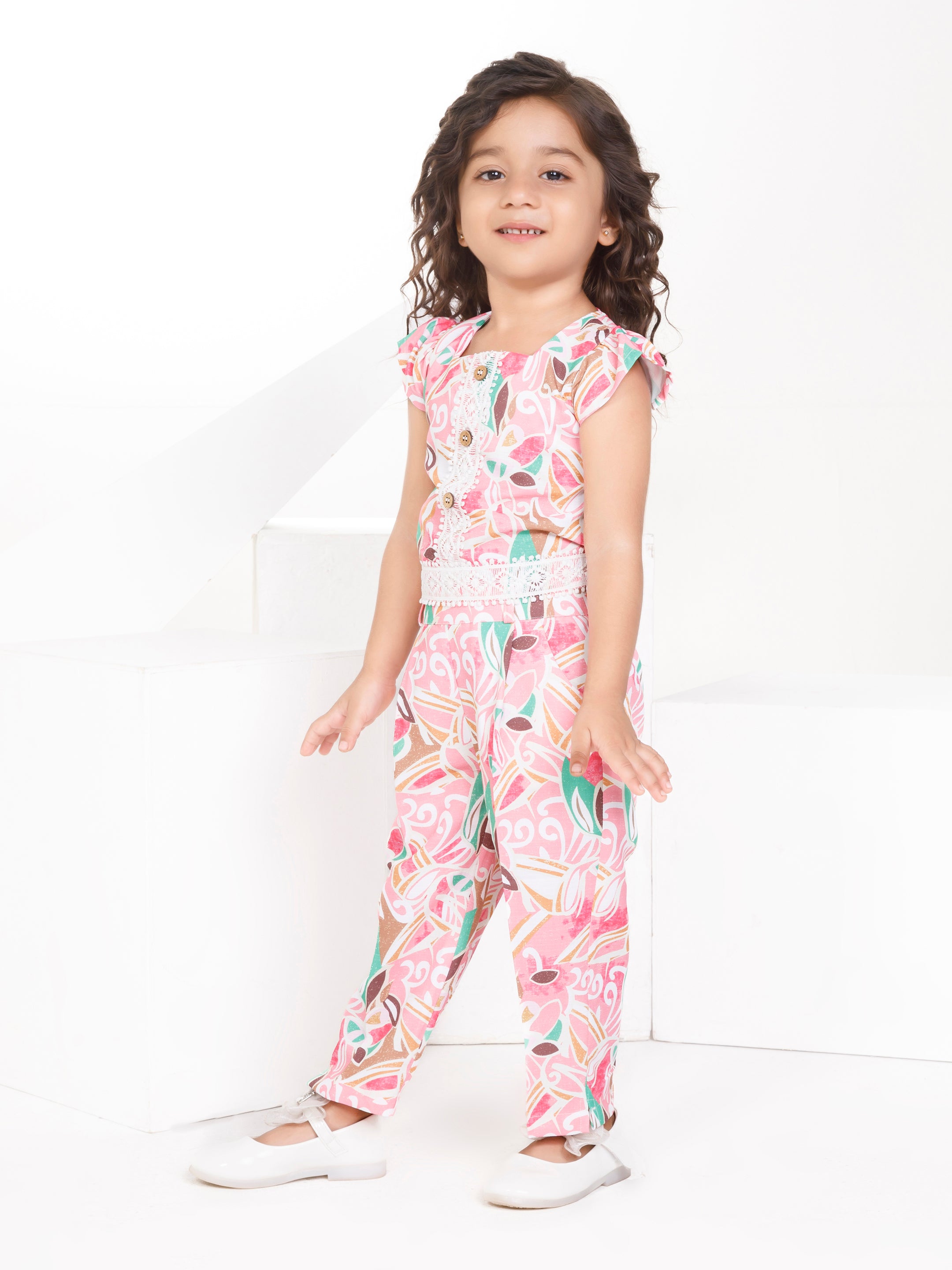 Girls Pink Casual Wear Coordinate Set