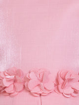 Girls Peach Party Party Wear Off Shoulder Fit & Flared Dress