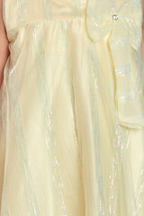 Girls Yellow Party Wear Round Neck Fit & Flared Dress