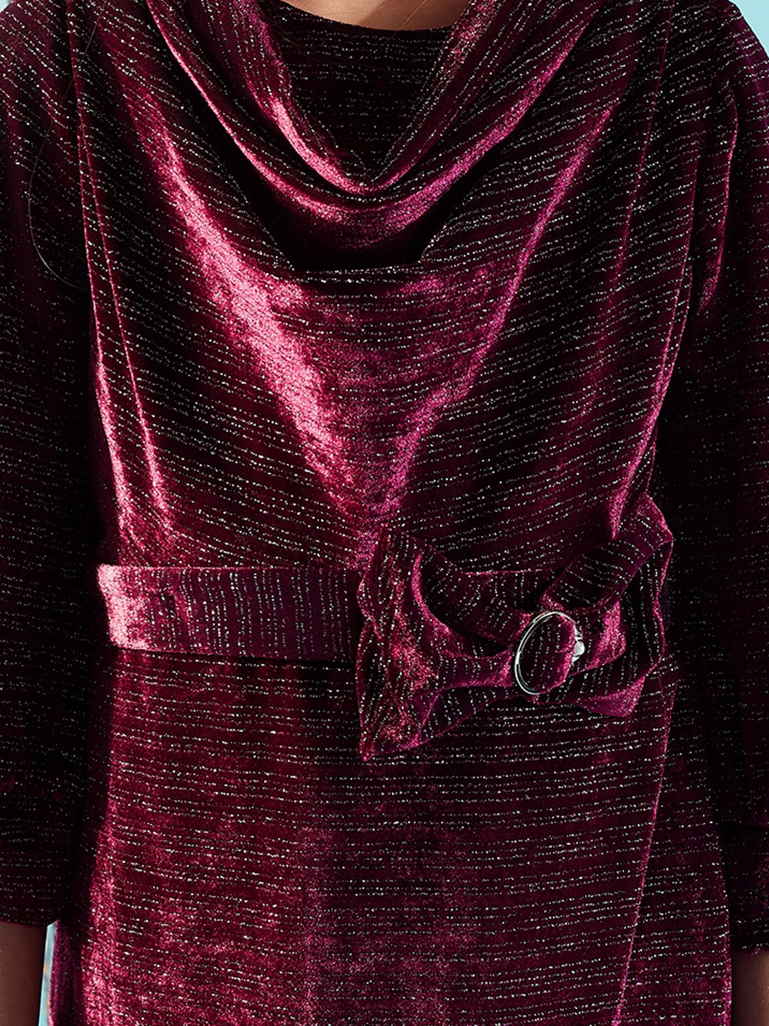 Girls Maroon Party Wear Round Neck Dress