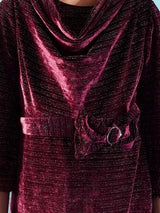 Girls Maroon Party Wear Round Neck Dress