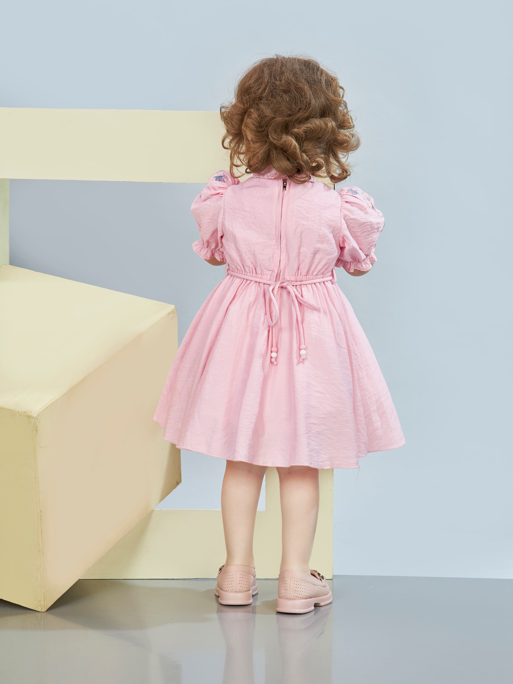Girls Pink Casual Wear Dress