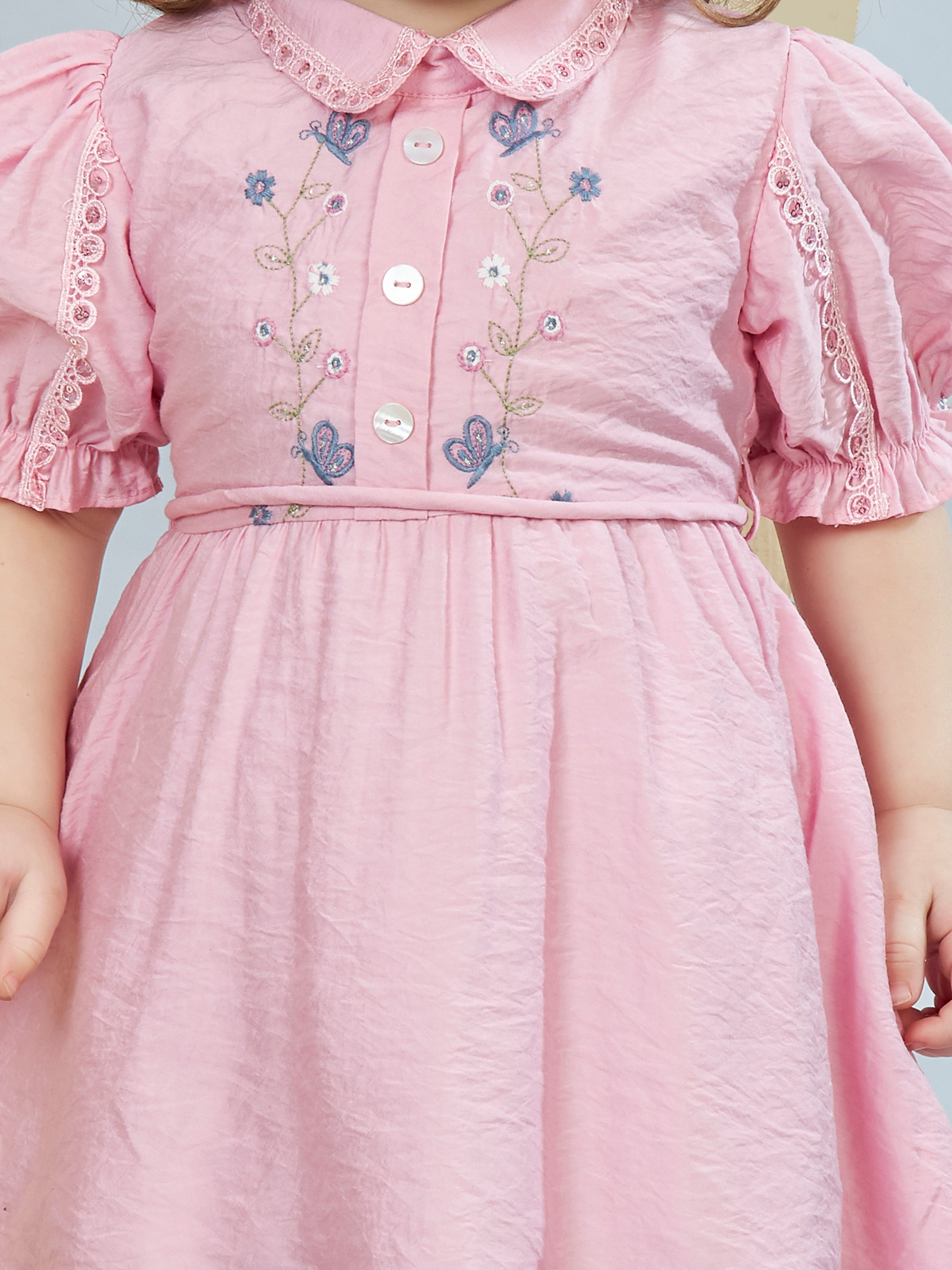 Girls Pink Casual Wear Dress