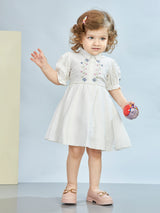 Girls White Casual Wear Dress