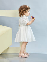Girls White Casual Wear Dress