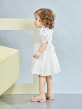 Girls White Casual Wear Dress
