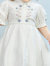 Girls White Casual Wear Dress