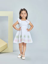 Girls White Casual Wear Dress