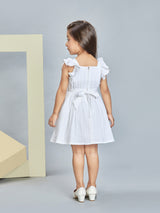 Girls White Casual Wear Dress