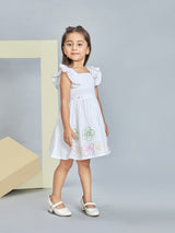 Girls White Casual Wear Dress