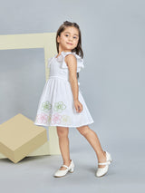 Girls White Casual Wear Dress