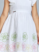 Girls White Casual Wear Dress
