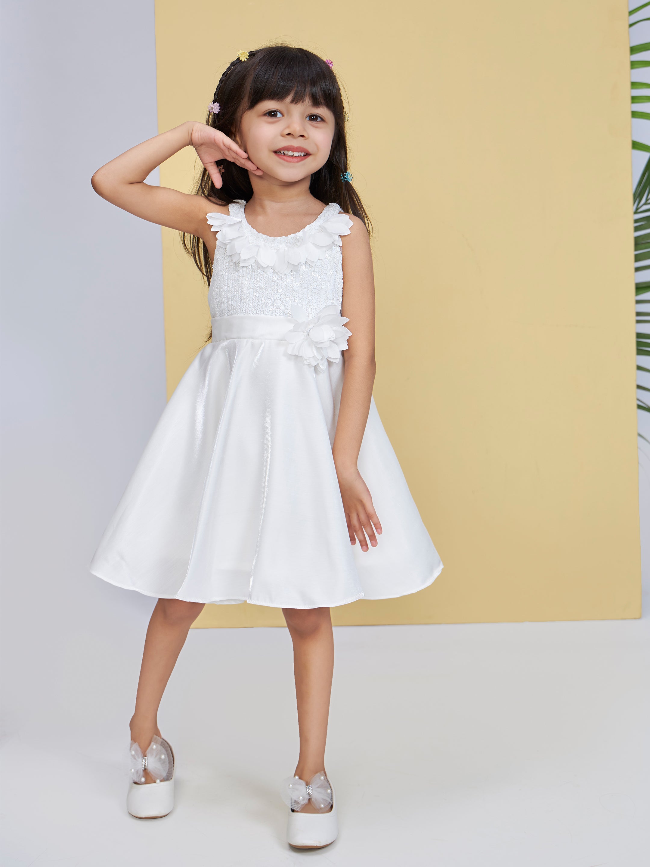 Girls White Party Wear Dress