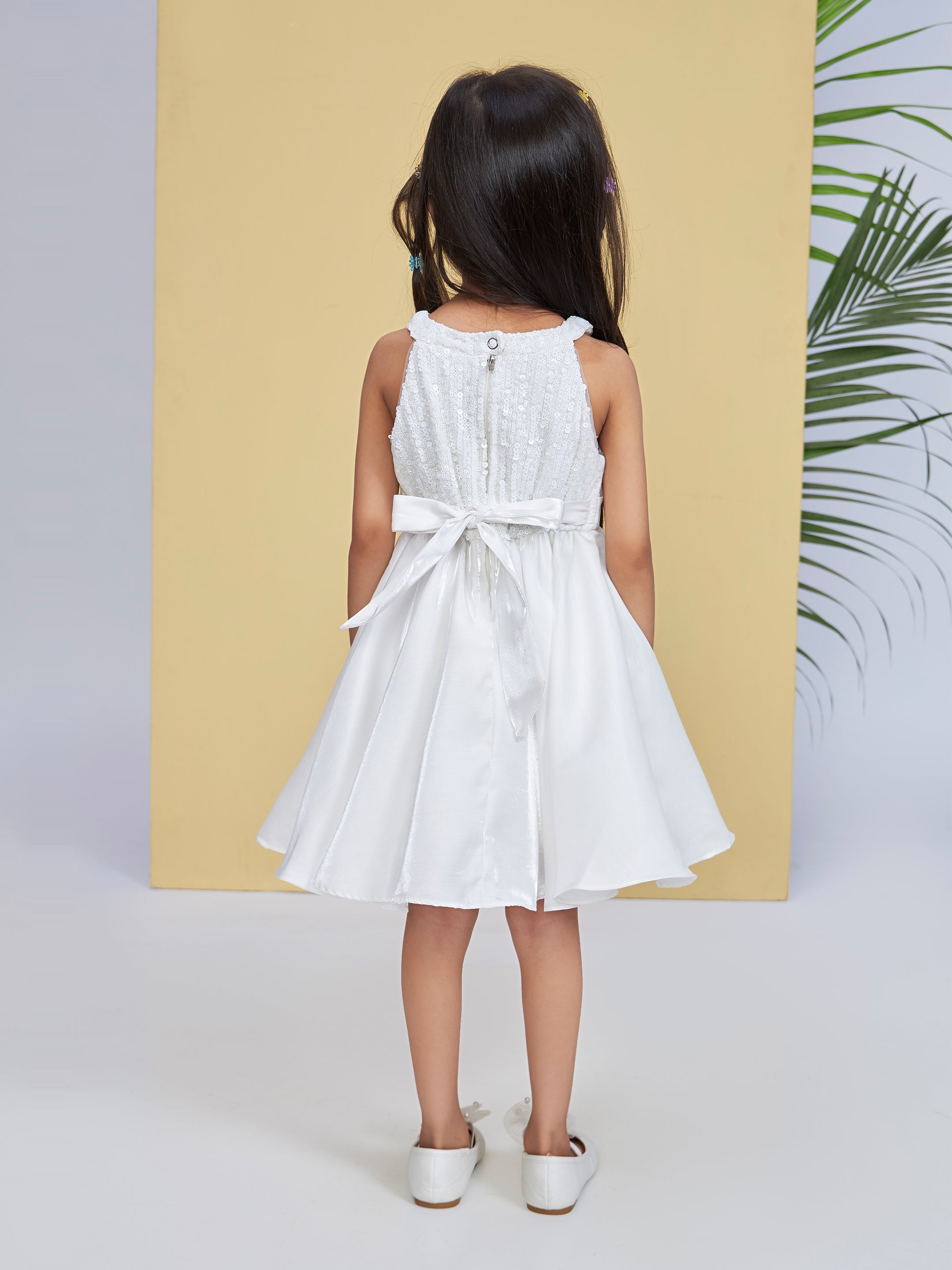 Girls White Party Wear Dress