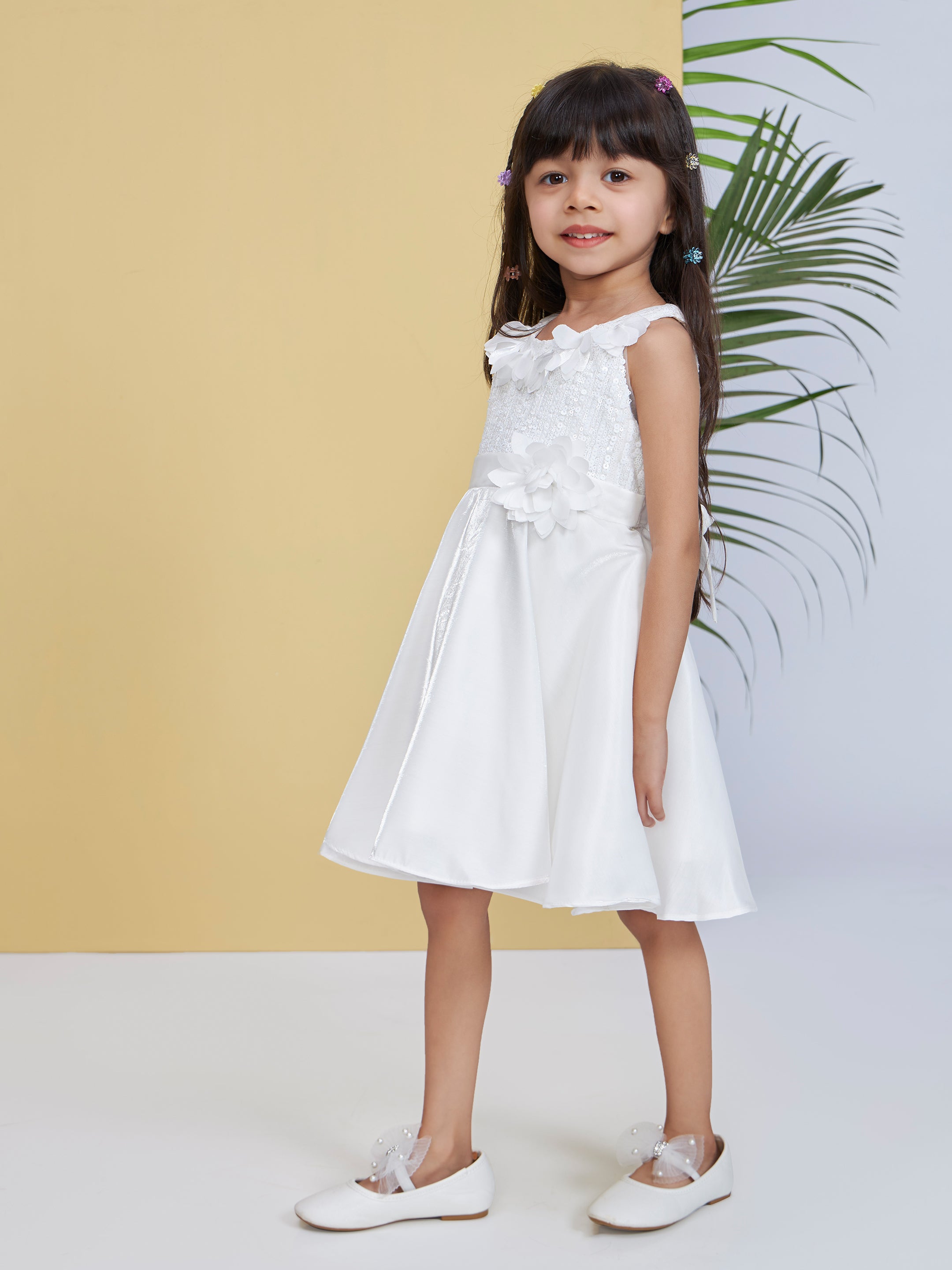 Girls White Party Wear Dress