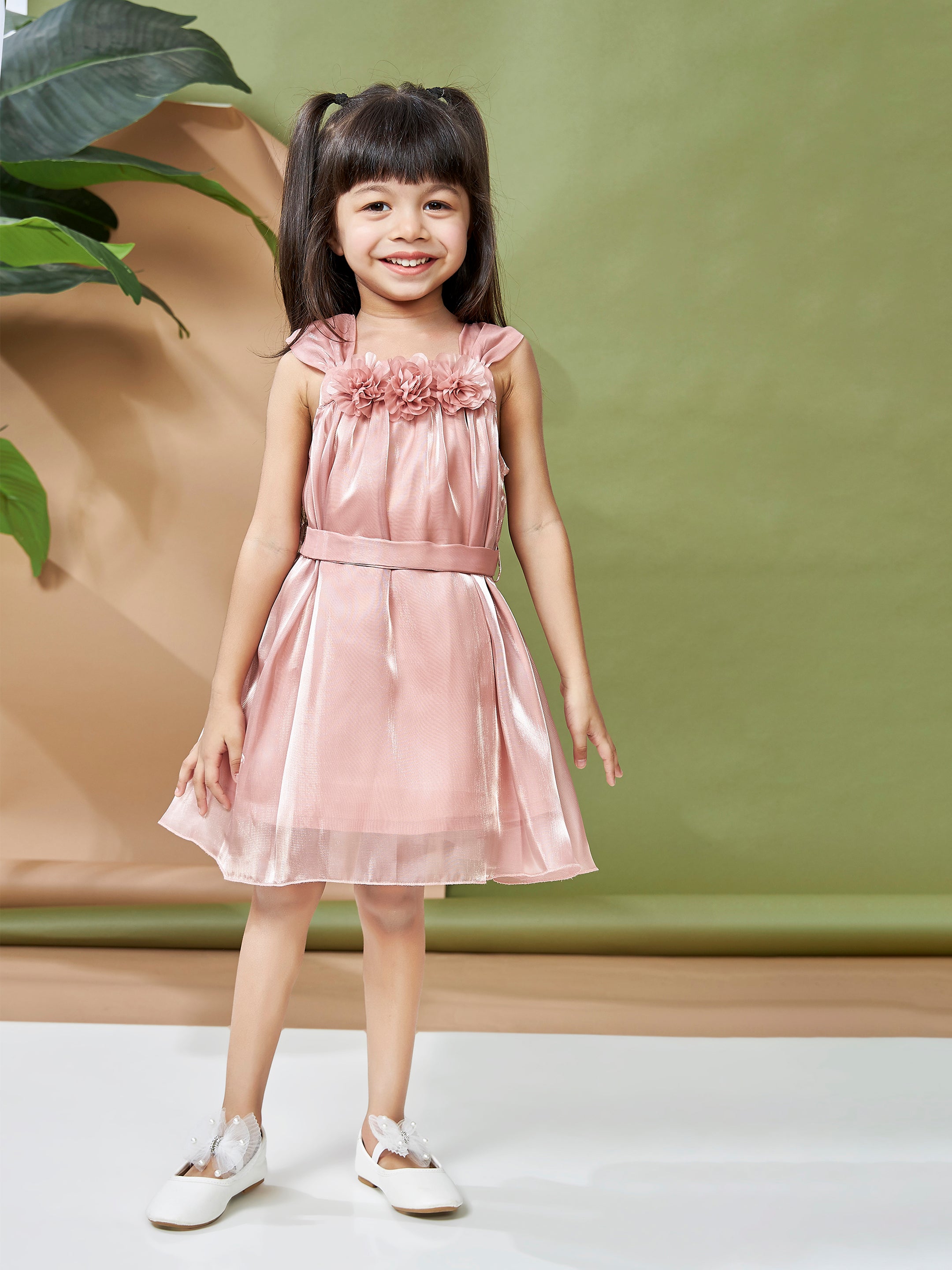Girls Pink Party Wear Dress