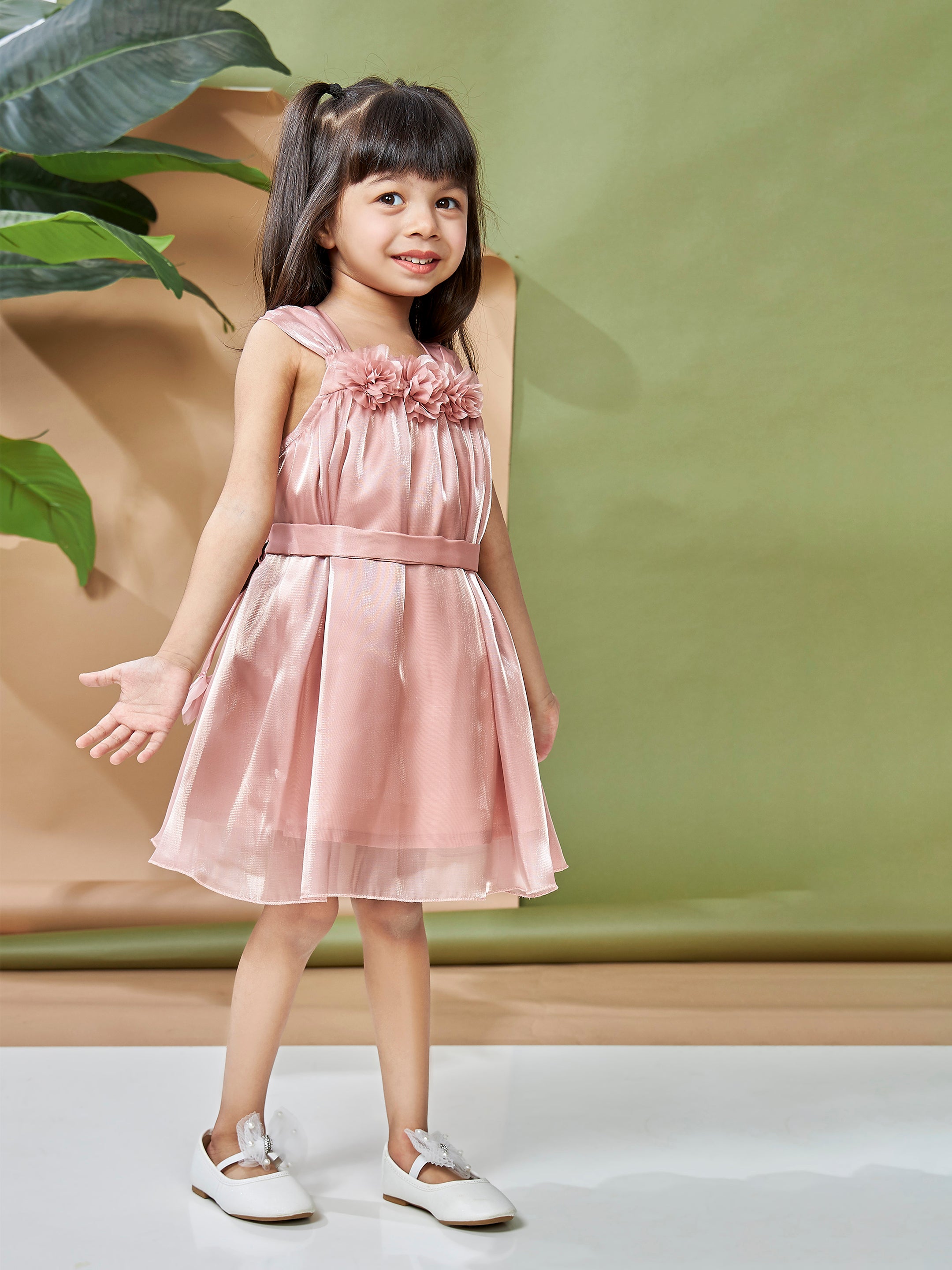 Girls Pink Party Wear Dress