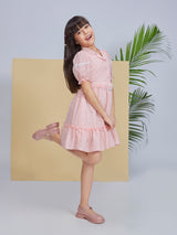 Girls Pink Casual Wear Dress