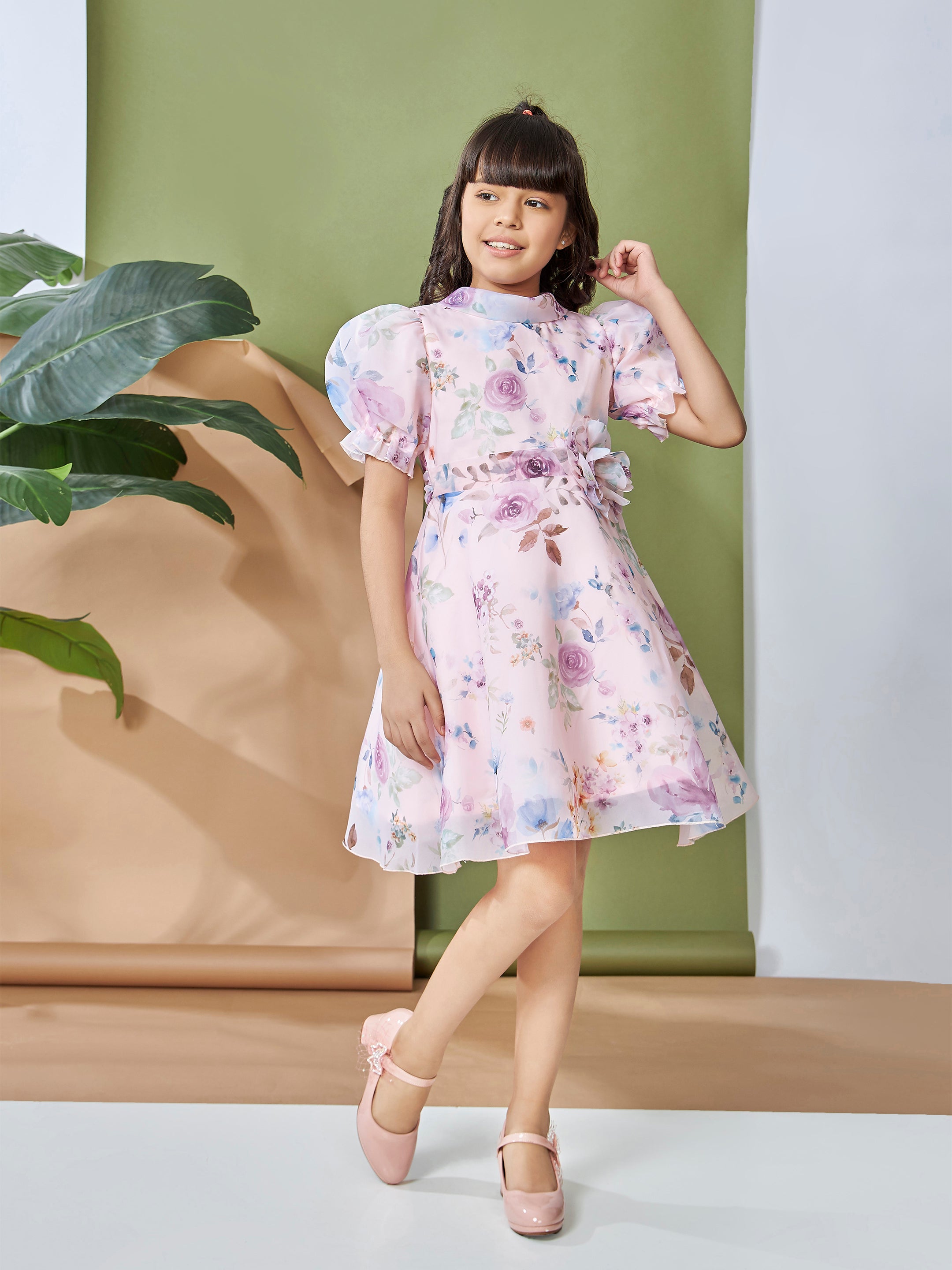 Girls Knee Length Semi Party Dress