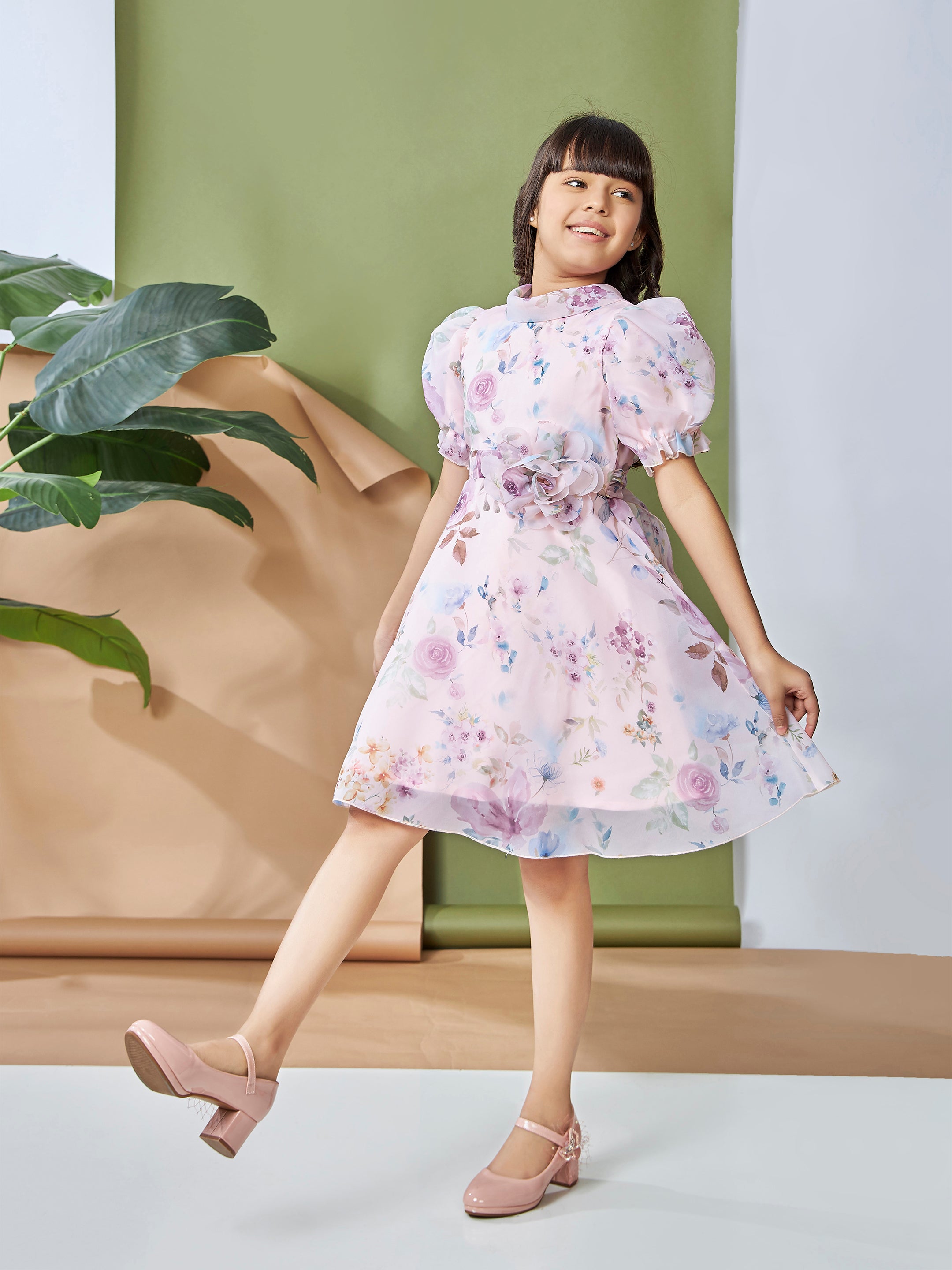 Girls Knee Length Semi Party Dress