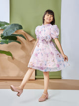Girls Knee Length Semi Party Dress