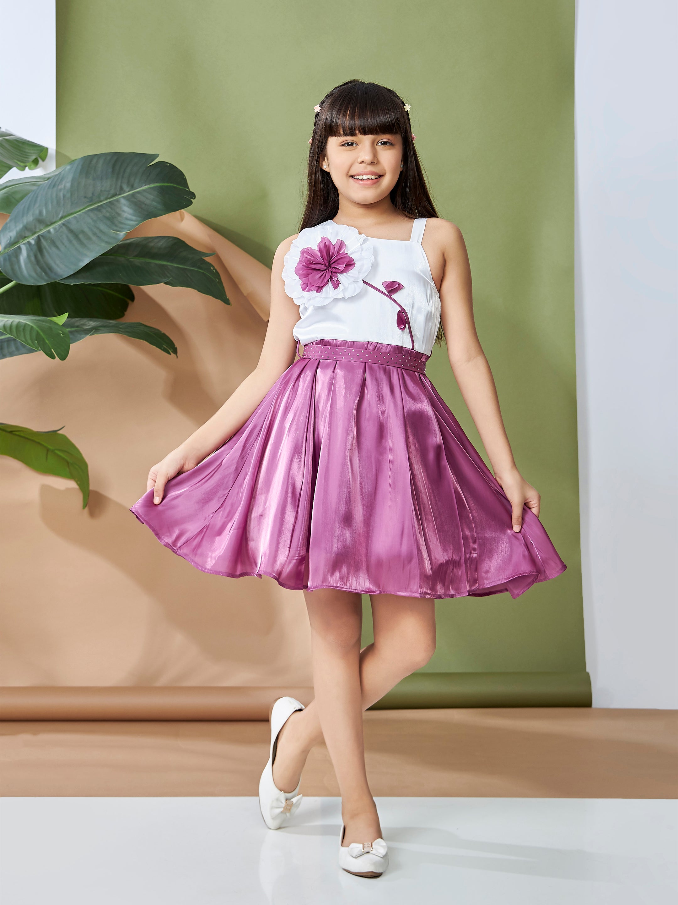 Girls Purple Party Wear Dress
