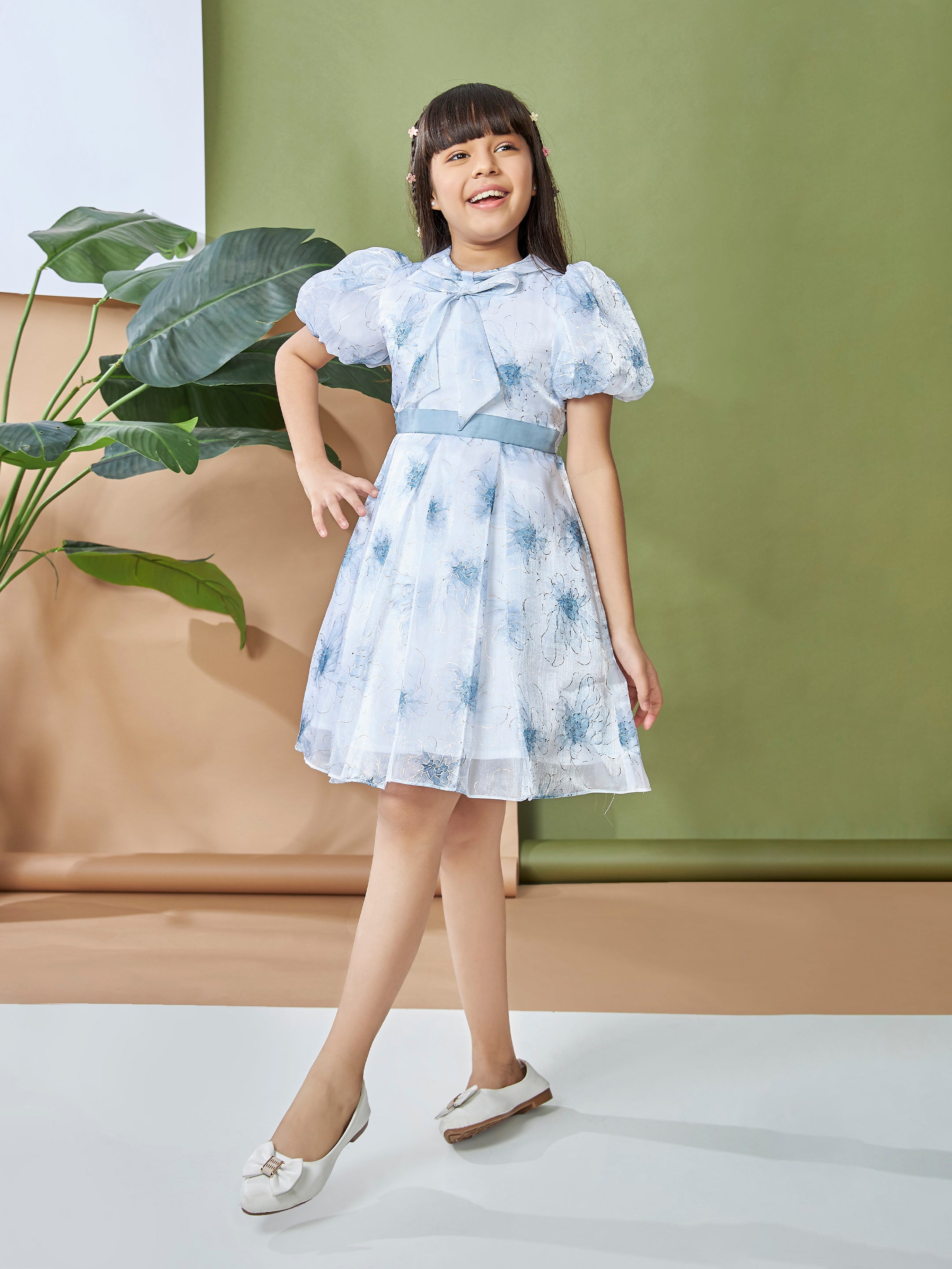Girls Knee Length Semi Party Dress