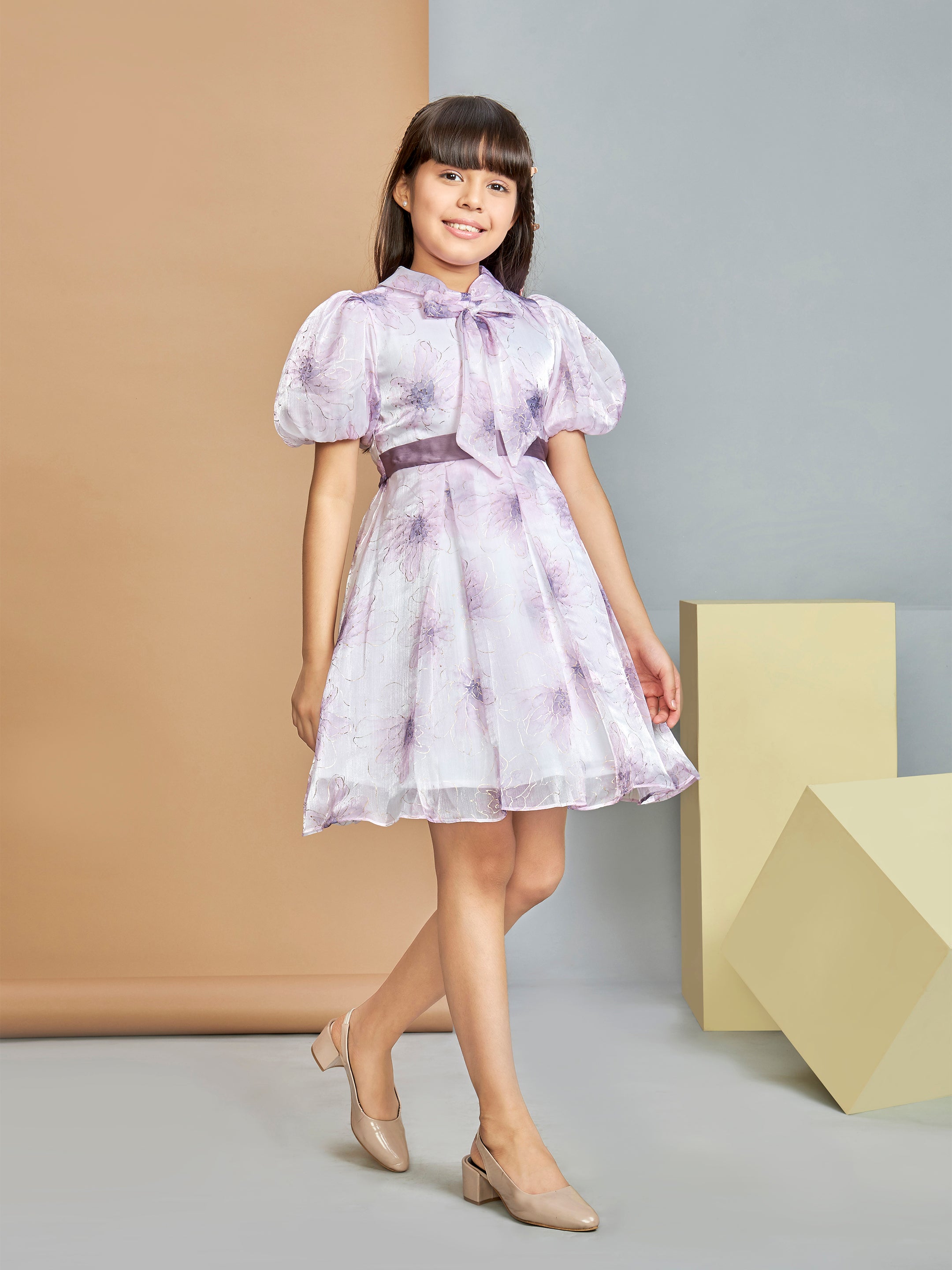 Girls Knee Length Semi Party Dress