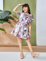 Girls Purple Festive Wear Dress