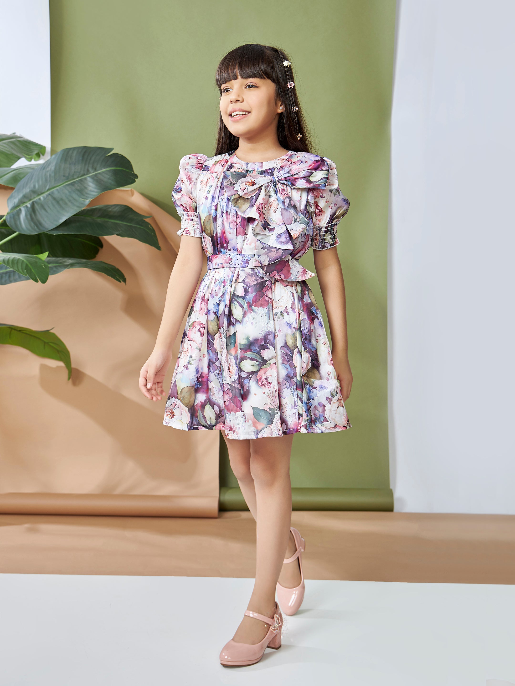 Girls Purple Festive Wear Dress