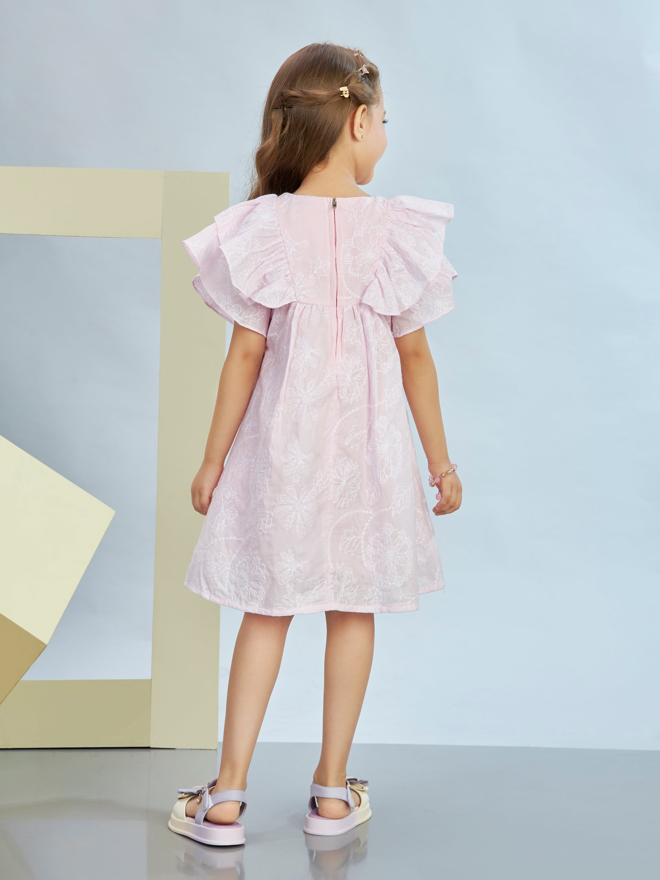 Girls Pink Casual Wear Dress