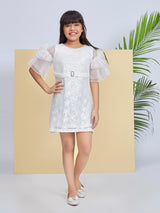 Girls White Party Wear Dress