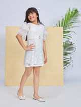 Girls White Party Wear Dress