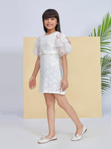 Girls White Party Wear Dress