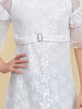 Girls White Party Wear Dress